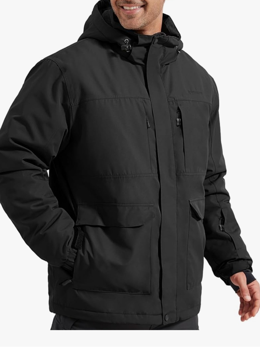 FREE SOLDIER XL NWOT Men's Black SKI WATER PROOF WARMEST Winter Hooded Snow Coat